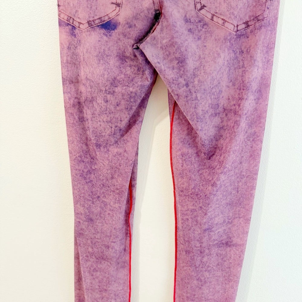 DIESEL PURPLE SHEER DENIM JEAN GRAPHIC PRINT P-KOLL D1 TIGHTS FOOTED LEGGINGS - Picture 8 of 10